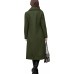 Army Green Women's Big Notch Lapel Single Breasted Mid-Long Wool Blend Coat