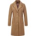 Camel Women's Big Notch Lapel Single Breasted Mid-Long Wool Blend Coat