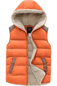 Lily Orange Women's Outerwear Vest Casual Thicken Qulited Hooded Vest Padded Fleece Jacket